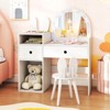 Safstar Princess Bunny Makeup Table w/Lighted Mirror, Open Shelves and Storage Drawers - 2 of 4