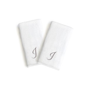 Linum Home Textles Monogrammed Luxury 100% Turkish Cotton Novelty White Hand Towels  (Set of 2) - 1 of 1