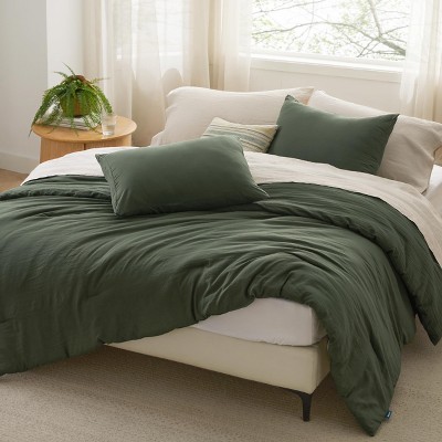 Bedsure | 3Pcs Beige Soft Warm Imitation Washed Cotton Bed Comforter Sets for All Seasons