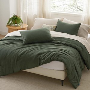 Bedsure | 3Pcs Beige Soft Warm Imitation Washed Cotton Bed Comforter Sets for All Seasons - 1 of 4