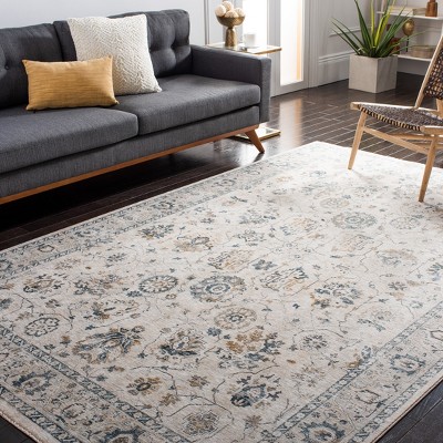 Ivory and Light Beige Hand-Knotted Synthetic 4' x 6' Area Rug