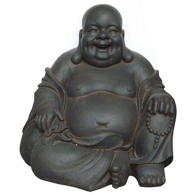 24" Polyresin Sitting Buddha Outdoor Zen Statue Rustic Brown - Hi-Line Gift
