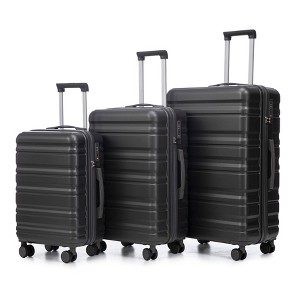 Gulches 20"/24"/28" 3 pcs/set in ABS Spinner Wheel Luggage, Carry on Suitcase, Matching Color, TSA Combination Lock (Dark Gray) - 1 of 4