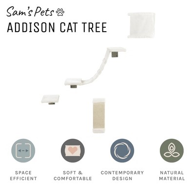 White Wall-Mounted Sisal Cat Climber with Platforms