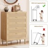 5 Drawer Rattan Dresser, Tall Narrow Chest of Drawers with Metal Legs, Farmhouse Wooden Storage Cabinet for Bedroom, Living Room, Entryway - 4 of 4