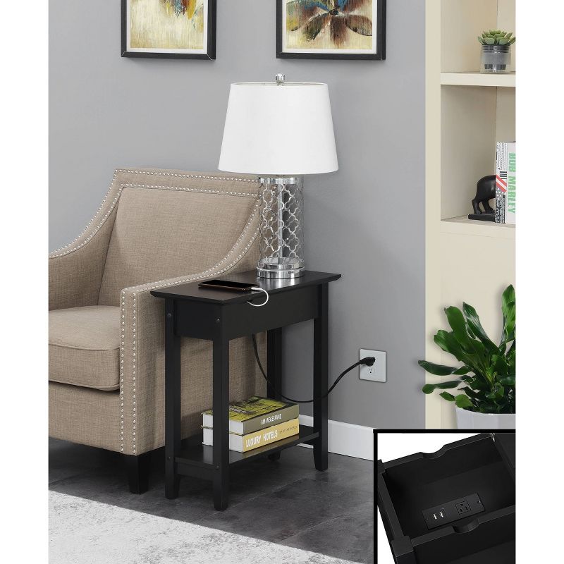 American Heritage Flip Top End Table with Charging Station and Shelf - Breighton Home, 2 of 7