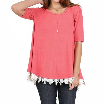 Women's Crochet Trim Lace Up Drawstring Top - umgee