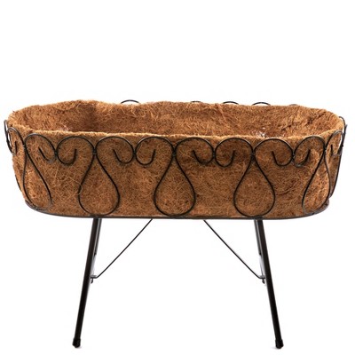 Small Black Metal Planter with Coconut Coir Liner