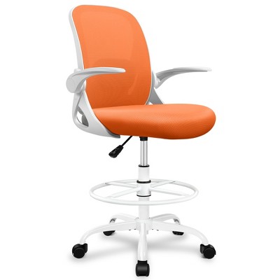 KERDOM Drafting Chair Tall Office Chair with Flip-up Armrests Executive Ergonomic Computer Chair, Orange