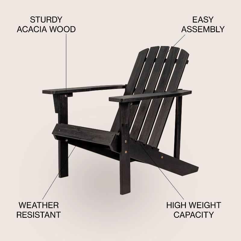 Westport Outdoor Patio Traditional Acacia Wood Adirondack Chair - JONATHAN Y, 5 of 11