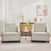 Modern Chenille Fabric Upholstered Side Chairs Set Of 2,Accent Lounge Chair With Wood Frame,Wooden Lounge Armrests Chair-Coolbibila - 2 of 4