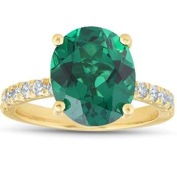 Pompeii3 Emerald & Diamond 3/8 ct Ring 14k Yellow Gold