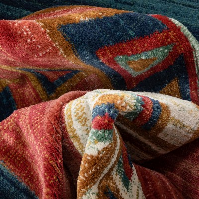 Crimson Southwestern Medallion Synthetic Reversible Rug