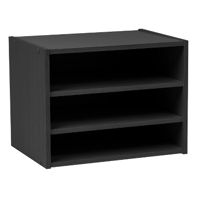 IRIS USA TACHI Modular Wood Storage Organizer Box with Adjustable Shelves, 1 Pack, Black
