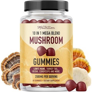Mushroom Gummies for Adults, Nootropic Mushroom Supplement for Cognitive Function & Immune Health Support, SMNutrition, 60ct - 1 of 4