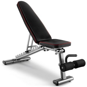 Gymax Adjustable Weight Bench 660 LBS Strength Training Bench Built-in Wheels Commercial Grade Incline Decline Flat Utility Dumbbell Bench - 1 of 4