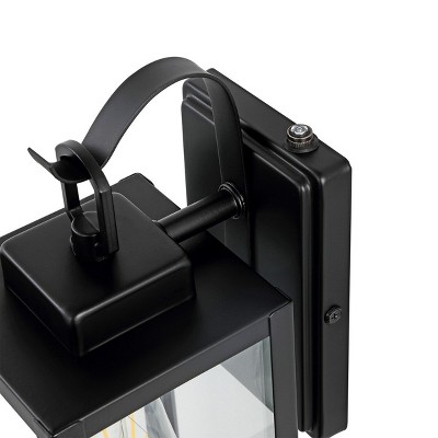 Clemens Matte Black Curved Outdoor LED Wall Sconce, Set of 2