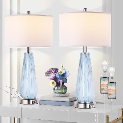 KTMBDW Touch Table Lamp for Bedroom, Small Bedside Lamp with USB Charging Port, 3 Way Dimmable Touch Control Nightstand Lamp for Living Room, Office
