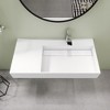 36 x 18 in. Solid Surface Wall Mount Bathroom Right Vessel Sink with Faucet Hole and Drain Cover - 2 of 4