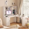 TiramisuBest White L-Shaped Corner Desk with Drawers, Bookshelf & Hutch, Home Office Study Table with Cabinets, Large Storage & Workstation - 2 of 4