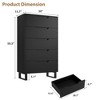 Acekool 5-Drawer Tall Dresser, 50" Vertical Wooden Chest with Detachable Legs and Spacious Storage for Bedroom, Living Room, Hallway, Entryway, Black - 2 of 4