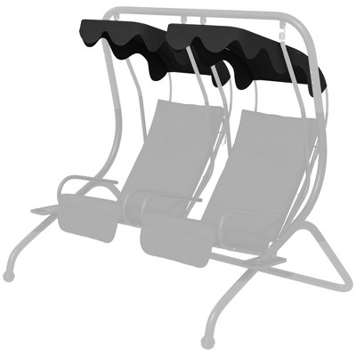 Black Polyester 2-Seater Swing Canopy Replacement Top Cover