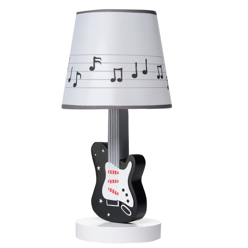 Lambs & Ivy Rock Star Guitar Lamp with White Musical Notes Shade & Bulb, 2 of 8