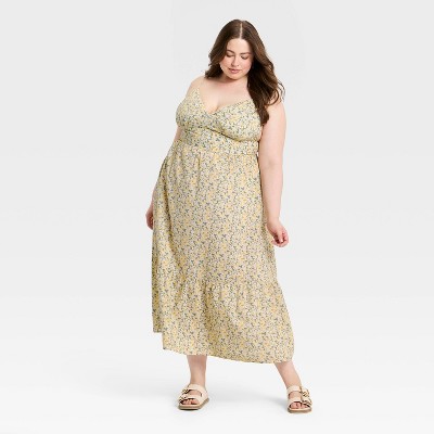 Женские платья Universal Thread Women's Pullover Maxi A-Line Dress - Universal Thread™ Yellow/Green Floral XXL — фото 3