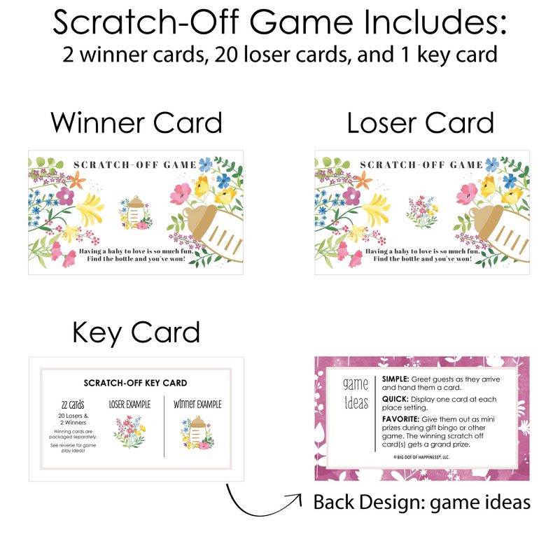 Big Dot of Happiness Wildflowers Baby - Boho Floral Baby Shower Game Scratch Off Cards - 22 Count, 5 of 7