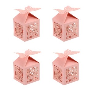 Unique Bargains Durable Paper Hollow Design Bright Color Elegant Appearance Gift Box 2"x2"x3.1" 25 Packs - 1 of 4