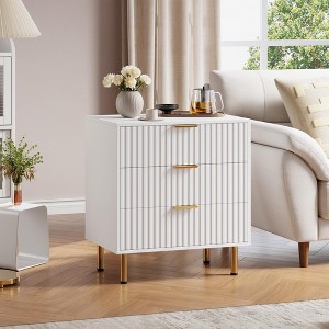 Zstar 21.6" Tall Fluted 3 Drawer Dresser for Bedroom, Deep Drawers - 1 of 4