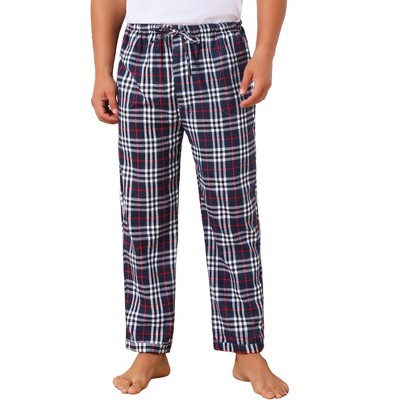 INSPIRE CHIC Men's Elastic Waist Drawstring Plaid Pajama Sleep Pants