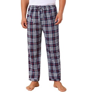 INSPIRE CHIC Men's Elastic Waist Drawstring Plaid Pajama Sleep Pants - 1 of 4