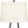 Possini Euro Design Woodwork 30" Tall Open Base Large Mid Century Modern End Table Lamp Black Finish Finish Single White Shade Living Room Bedroom - 4 of 4