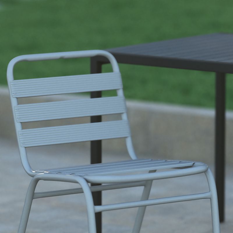 Emma and Oliver Aluminum Commercial Indoor-Outdoor Armless Restaurant Stack Chair with Triple Slat Back, 5 of 12
