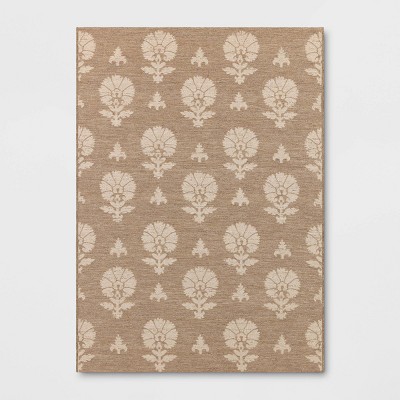 5'x7' Block Print Outdoor Area Rug Beige - Threshold™