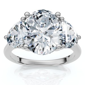 Pompeii3 Certified 3Ct Oval Trilogy Diamond Engagement Ring 14k Gold or Pt Lab Created - 1 of 4