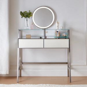 Infurnic Modern Vanity Tables Set with Adjustable Side Cabinet, with Hollywood Lights, Drawers and Shelves, for Bedroom, White, 31.5"*19.7"*48.8" - 1 of 4