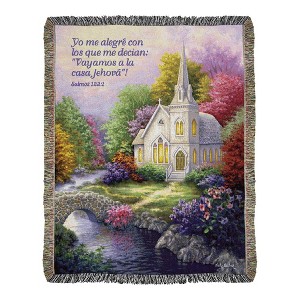 Manual Woodworkers and Weavers Church in the Country Woven Throw Blanket, 50x60 Inches, Hispanic-Inspired Countryside Chapel Tapestry - 1 of 3