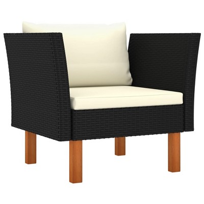 vidaXL Garden Sofa Black PE rattan Medium Removable Covers