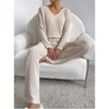 Soft Lounge Sets for Women 2 Piece Rib Texture Knit Pajama Sets Long V Neck Tops with Pull On Pants Fall/Winter Lounge Outfits Cozy Pajama Sets - 3 of 4