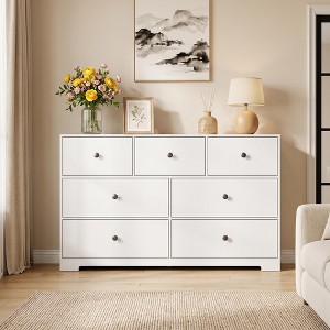 7 Drawer Dresser, Modern Chest of Drawers with Black Handles, Durable ...