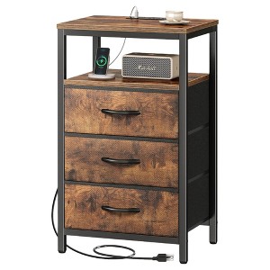 FONTOI Multi-Drawers Dresser with Charging Station, Tall Night Stand Chest of Drawers, Bedside Table Nightstand, Fabric Storage Multi-Choice - 1 of 4