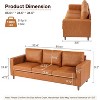 Brown Leather Sofa, 83" Mid-Century Modern Couch, 3-Seater Sofa with Armrests and Comfy Cushions, Pu Deep Seat Sofas for Living Room, Bedroom, Office - 2 of 4