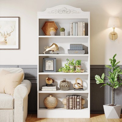 Hommoo 73 Inch Tall 5-Shelf Bookcase White