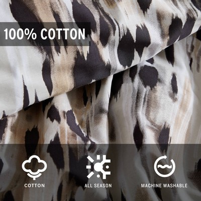 Abstract Leopard Cotton Brown Queen Duvet Cover Set