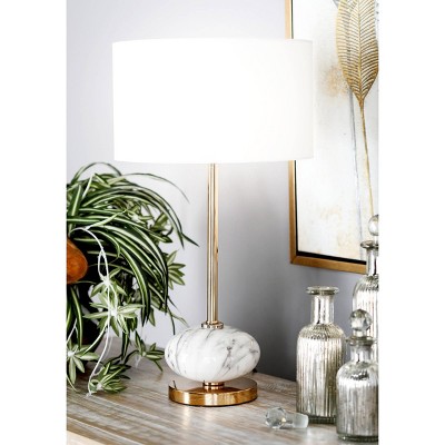 Modern Ceramic and Iron Table Lamp Gold/White - Olivia & May