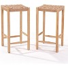 CAVINAS 27" Counter Height Bar Stools Set of 2,Industrial Barstools with Paper Cord Seat,Counter Stools with Rubberwood Legs,Bar Stool for Kitchen - 4 of 4