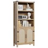 Whizmax 70" Rustic Bookshelf w/ Doors & 3 Shelves - Wooden Storage Cabinet for Living Room, Office, Natural - 4 of 4
