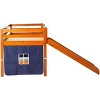 Donco Kids Tent Twin Low Espresso Low Loft Bed With Slide & Blue Tent - 3 of 4